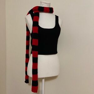 Stylish Black and Red Striped Scarf